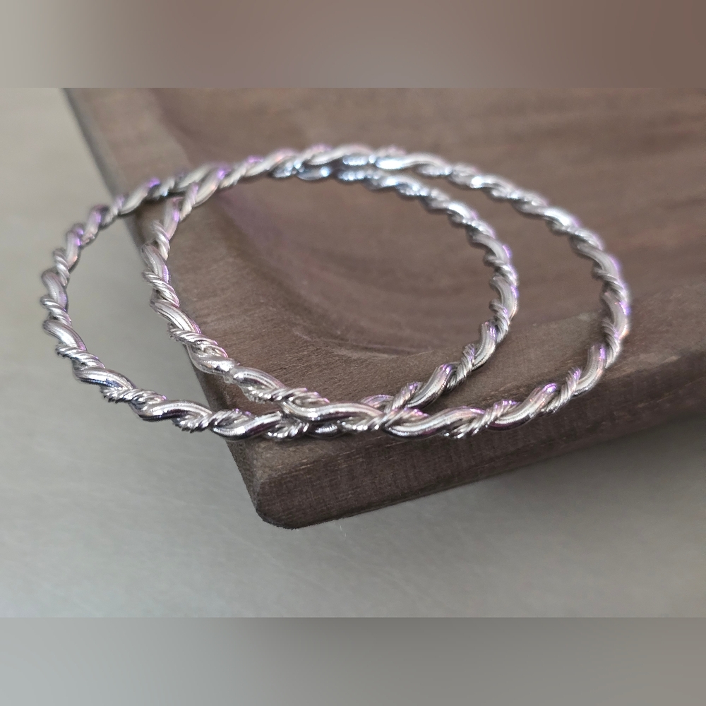 Avon Silver-Tone Twisted Rope Bangles Set